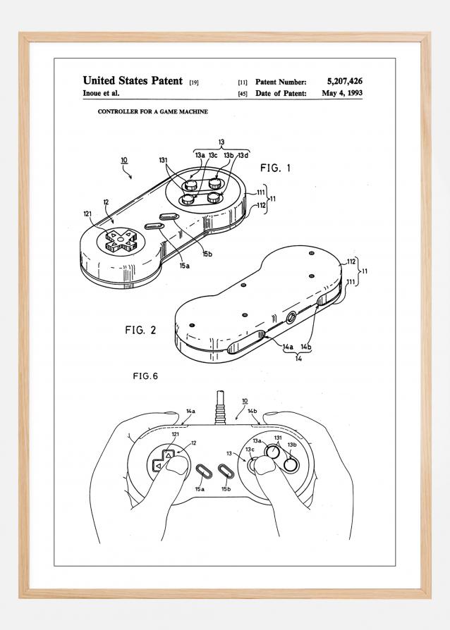 Patent Print - Game Controller I - White Poster