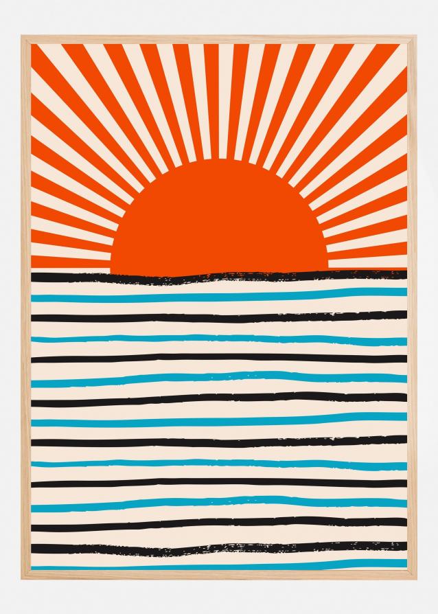 Red Sun and Sea Poster