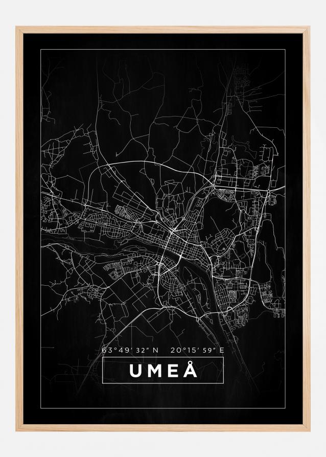 Karta - Umeå - Svart Poster