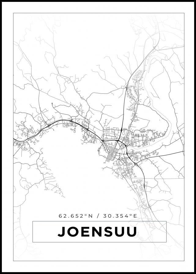 Karta - Joensuu - Vit Poster