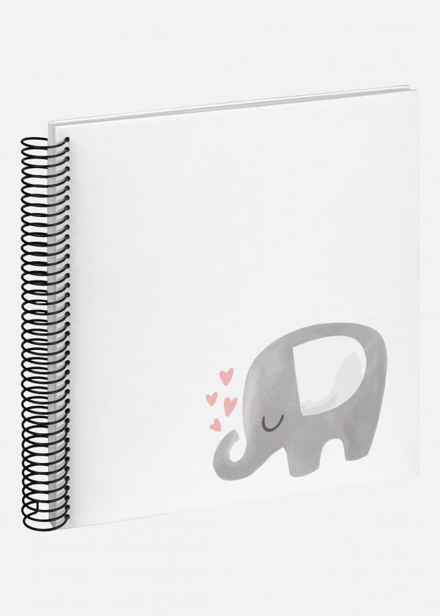 Baby Elephant Hearting Spiralalbum Vit - 24x24 cm (40 Vita sidor / 20 blad)