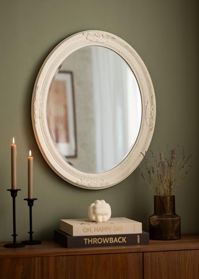 Spegel Antique Vit Oval 63x73 cm