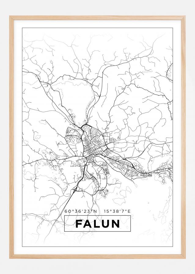 Karta - Falun - Vit Poster