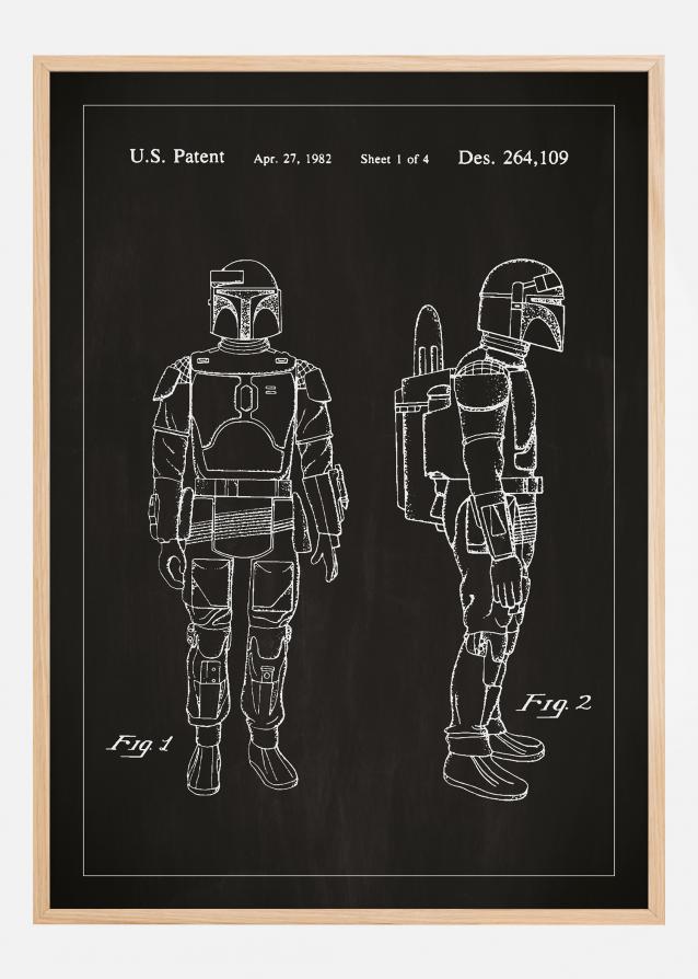 Patentritning - Star Wars - Boba Fett - Svart Poster