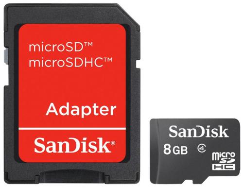 SanDisk MicroSDHC minneskort (kabel kan ändras) standard 8 GB Svart