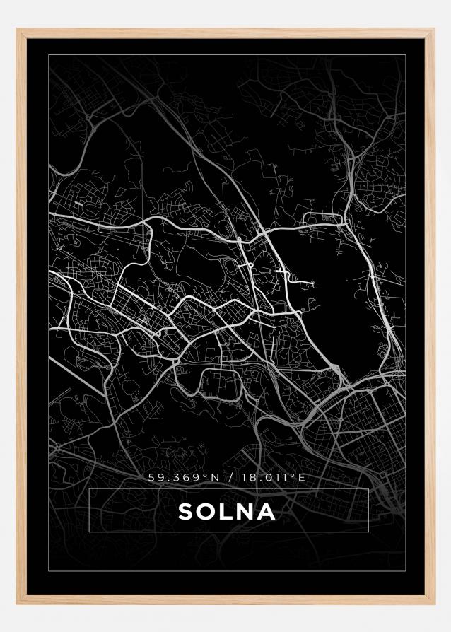 Karta - Solna - Svart Poster