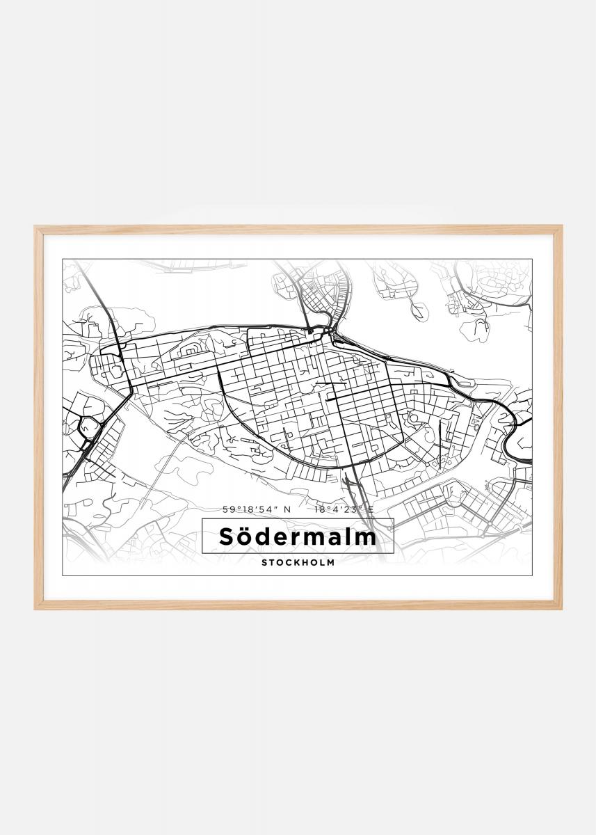Köp Karta - Södermalm - Vit Poster här 