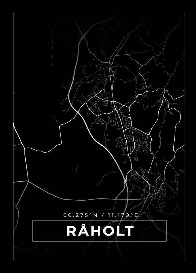 Karta - Råholt - Svart Poster