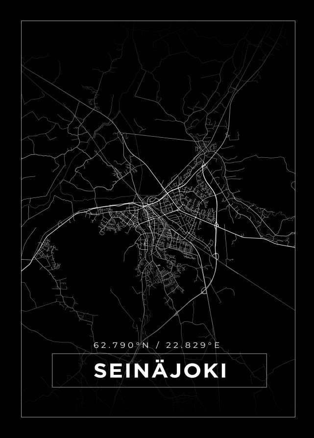 Karta - Seinäjoki - Svart Poster