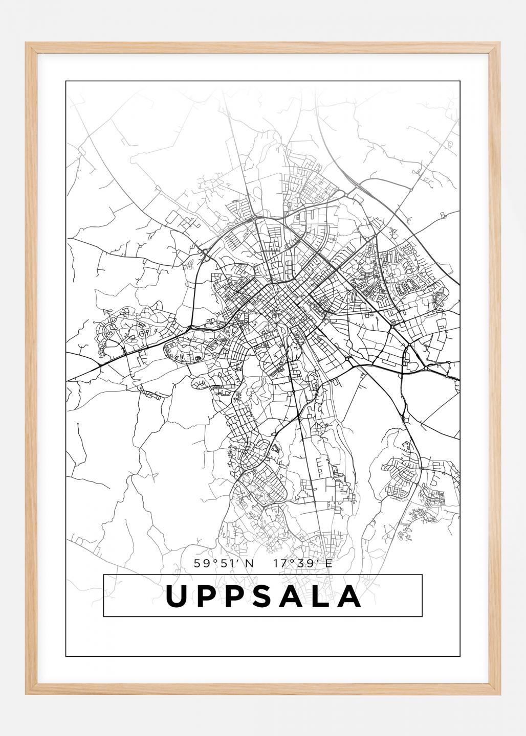 Karta - Uppsala - Vit Poster - BGA