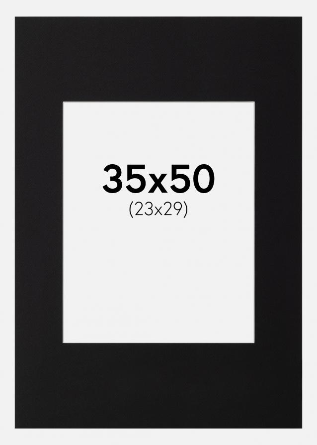 Passepartout Svart Standard (Vit kärna) 35x50 cm (23x29)