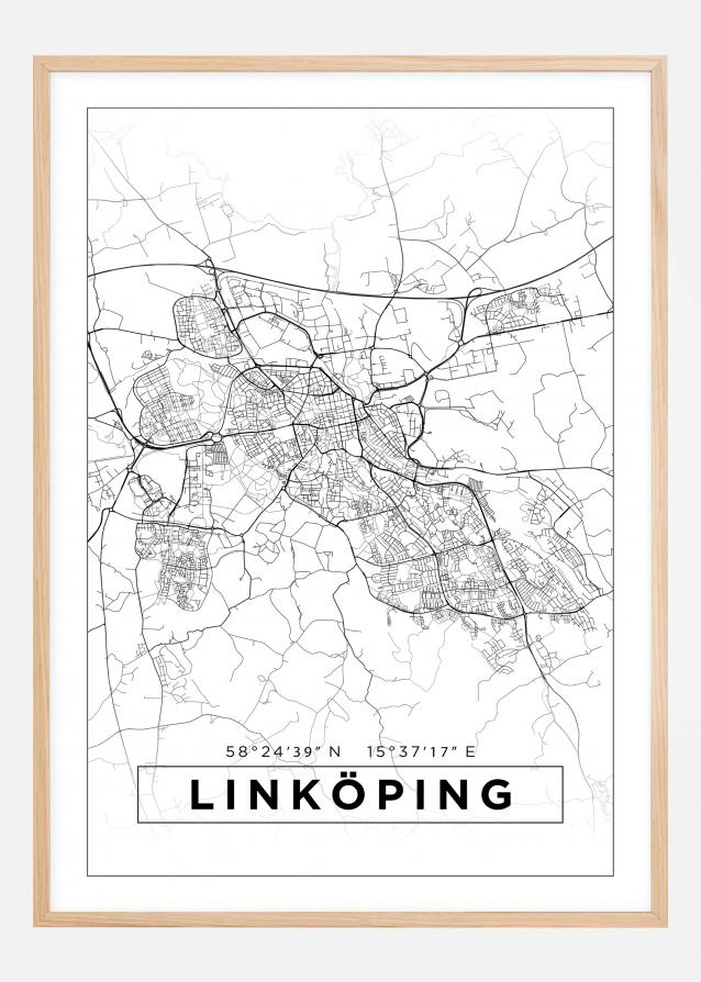 Karta - Linköping - Vit Poster