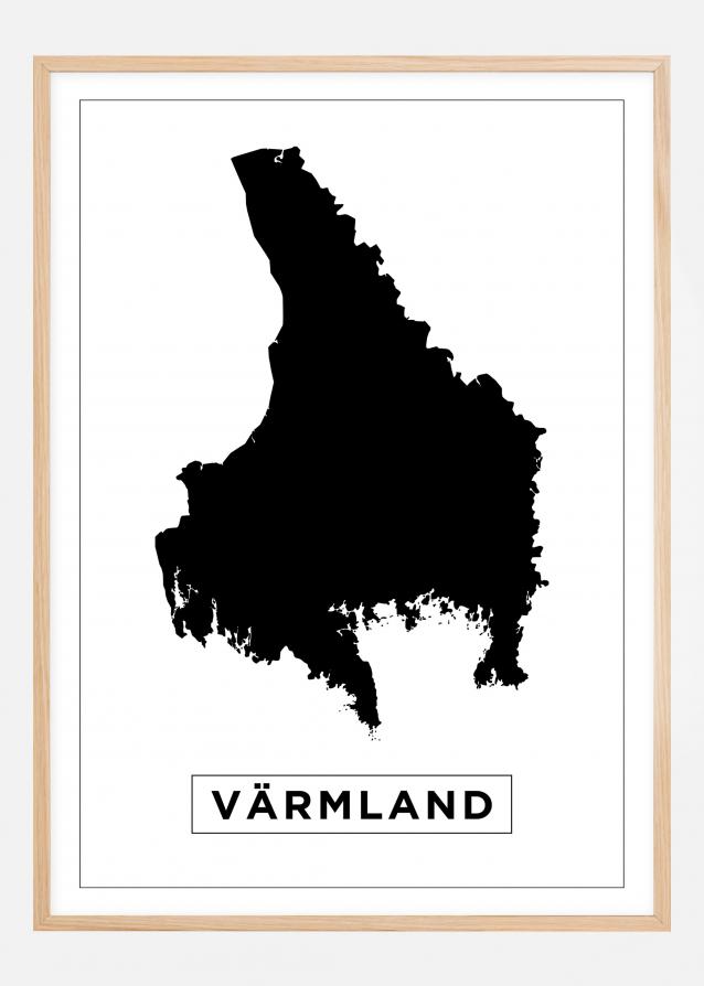 Karta - Värmland - Vit Poster