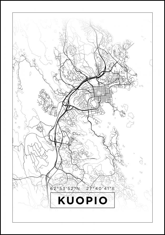Karta - Kuopio - Vit Poster