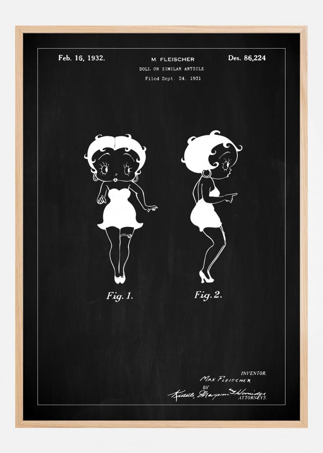 Patentritning - Betty Boop - Svart Poster