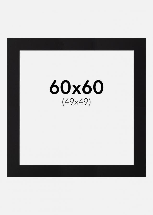 Passepartout Svart Standard (Vit kärna) 60x60 cm (49x49)