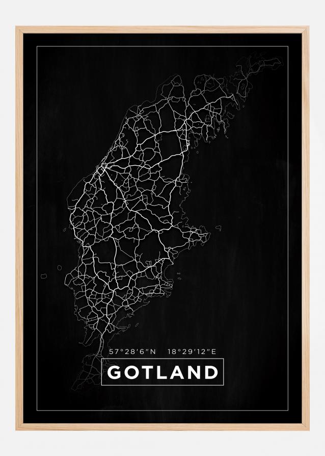 Karta - Gotland - Svart Poster