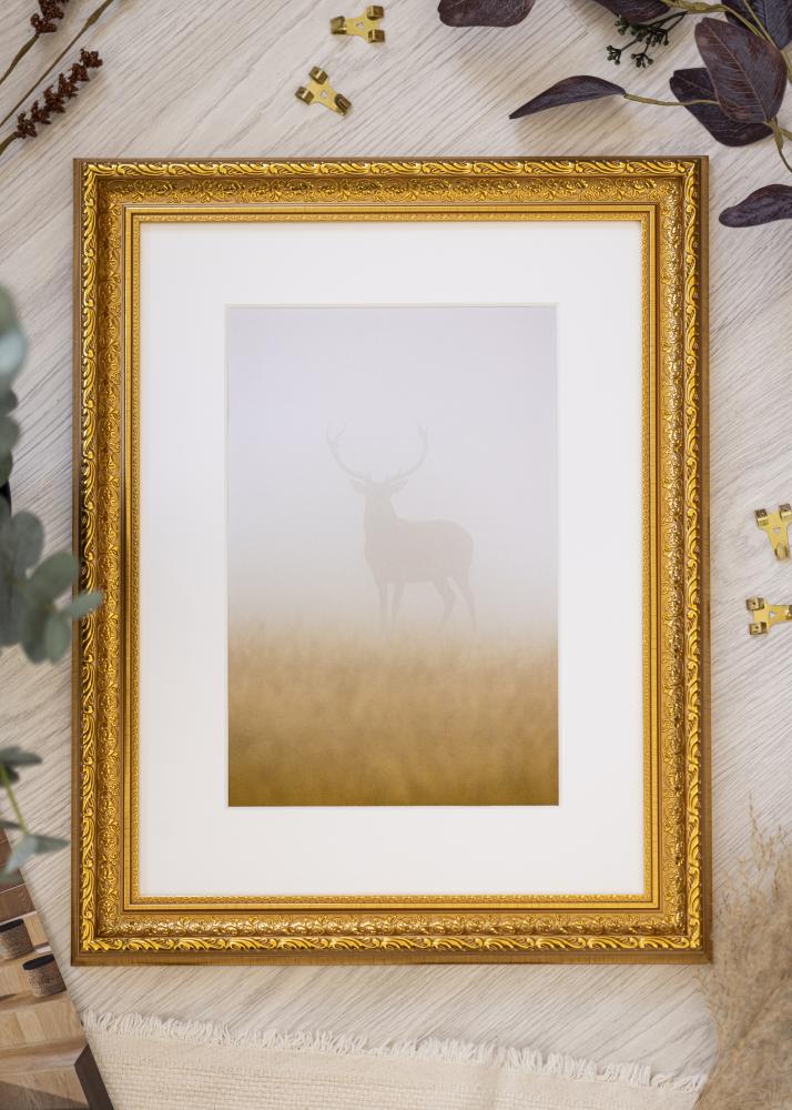 Ram Ornate Guld 40x50 cm - Passepartout Vit 28x35 cm