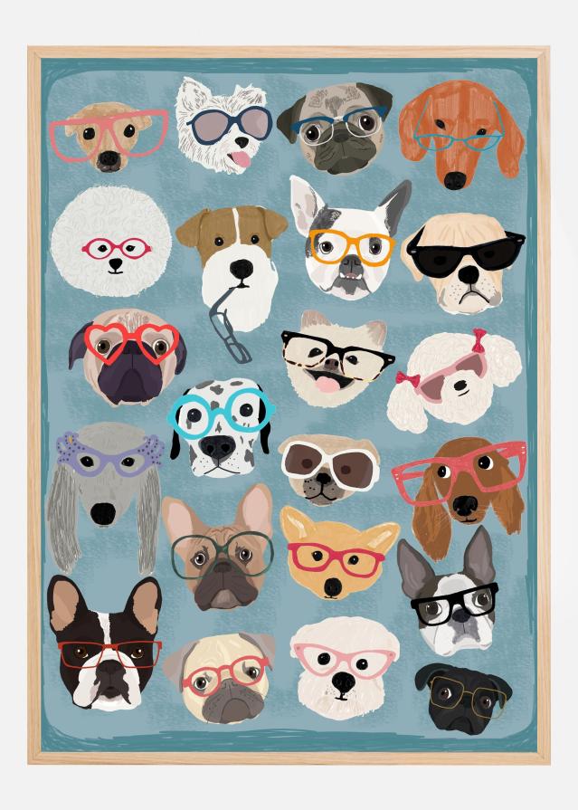 Puzzle Dogs In Glasses Poster