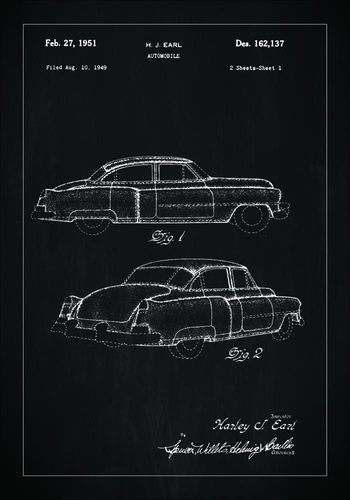 Patentritning - Cadillac I - Svart Poster