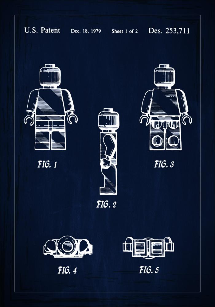 Patentritning - Lego I - Blå Poster