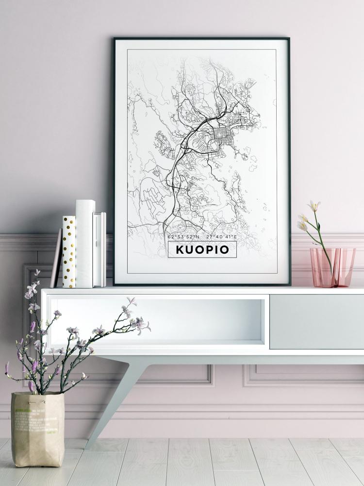 Karta - Kuopio - Vit Poster