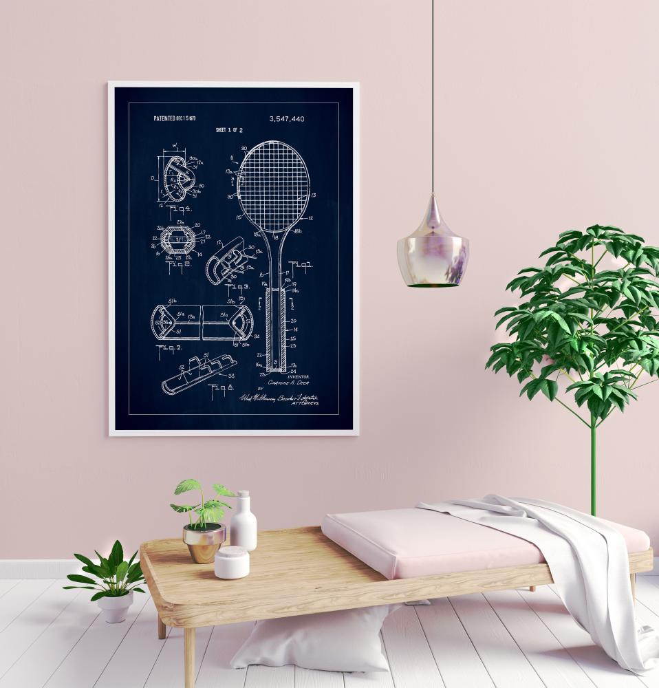 Patent Print - Tennis Racket - Blue Poster