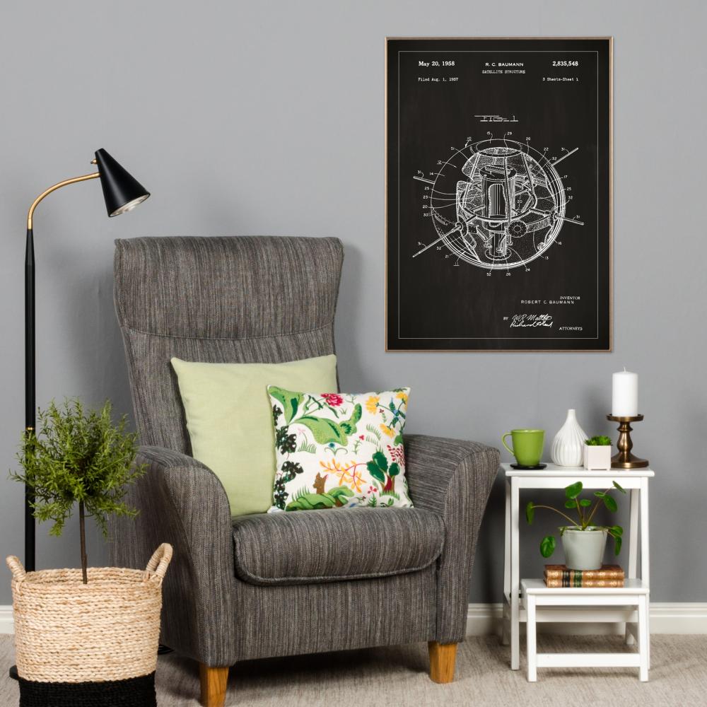 Patentritning - Satellit - Svart Poster