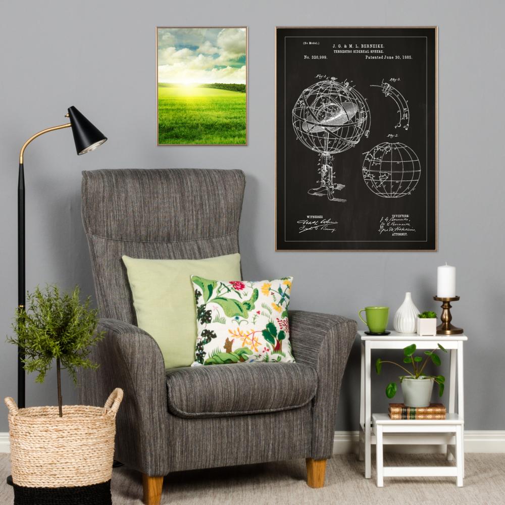 Patentritning - Astronomisk modell - Svart Poster