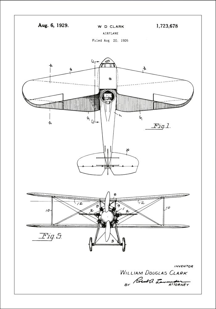 Patentritning - Flygplan - Vit Poster