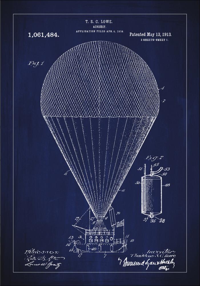 Patentritning - Luftskepp - Blå Poster