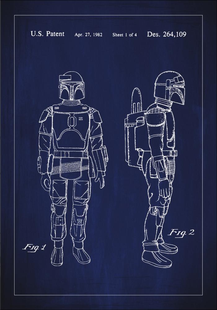 Patentritning - Star Wars - Boba Fett - Blå Poster