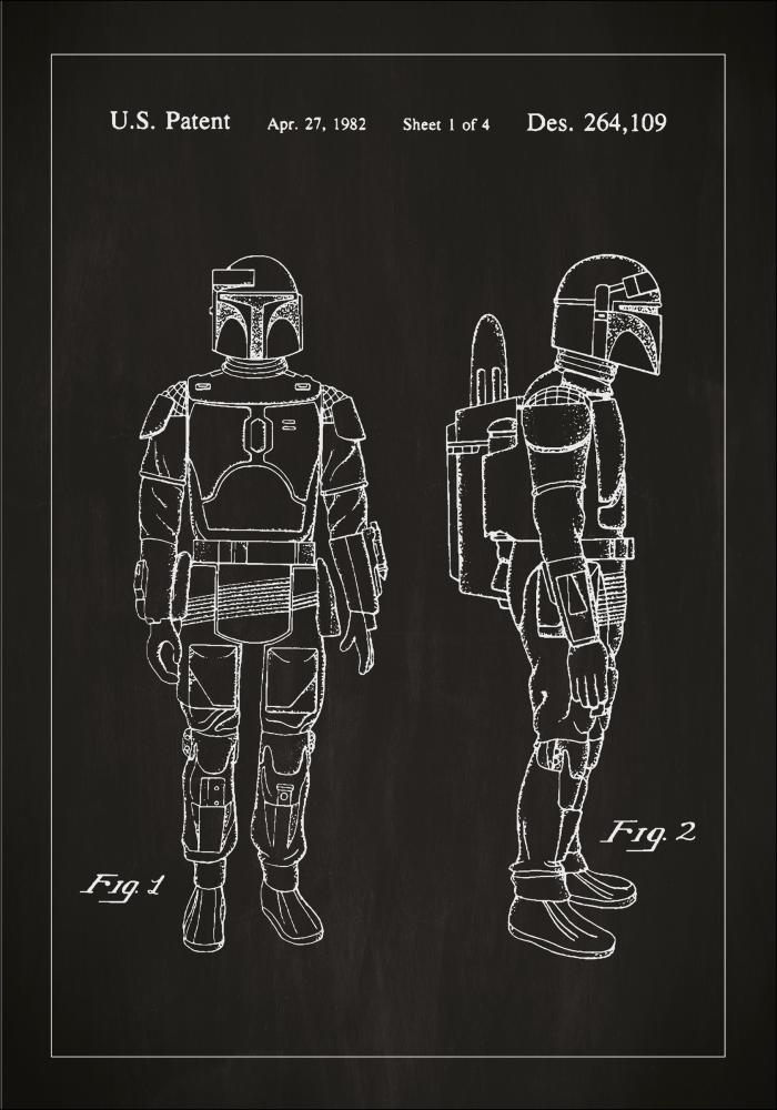 Patentritning - Star Wars - Boba Fett - Svart Poster