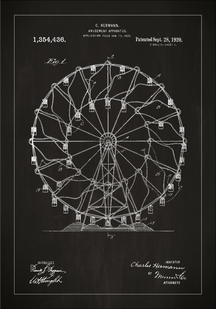 Patentritning - Pariserhjul - Svart Poster