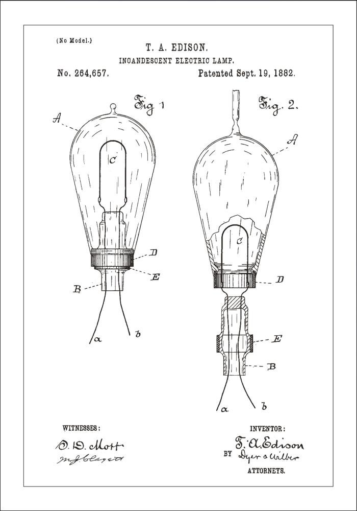 Patentritning - Glödlampa A - Vit Poster