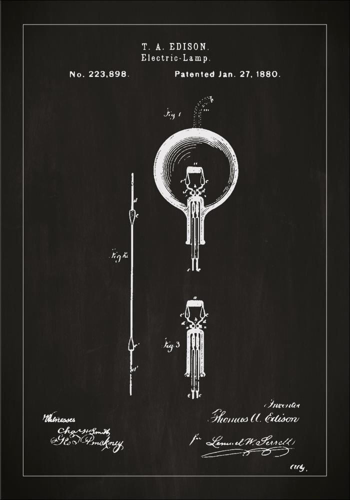 Patentritning - Glödlampa B - Svart Poster