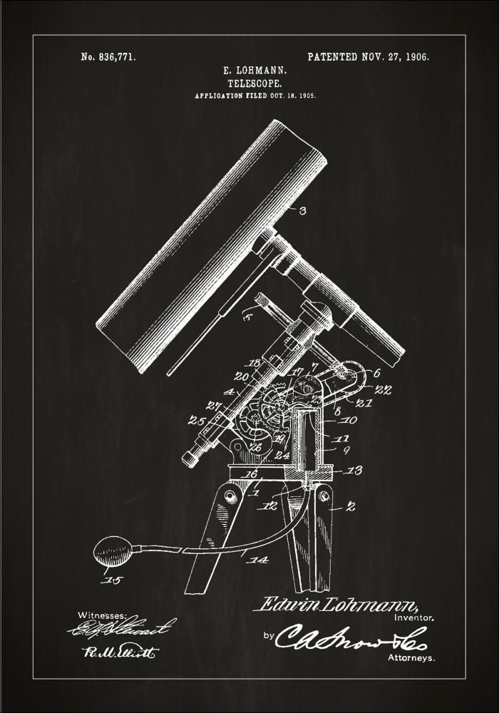 Patentritning - Teleskop - Svart Poster