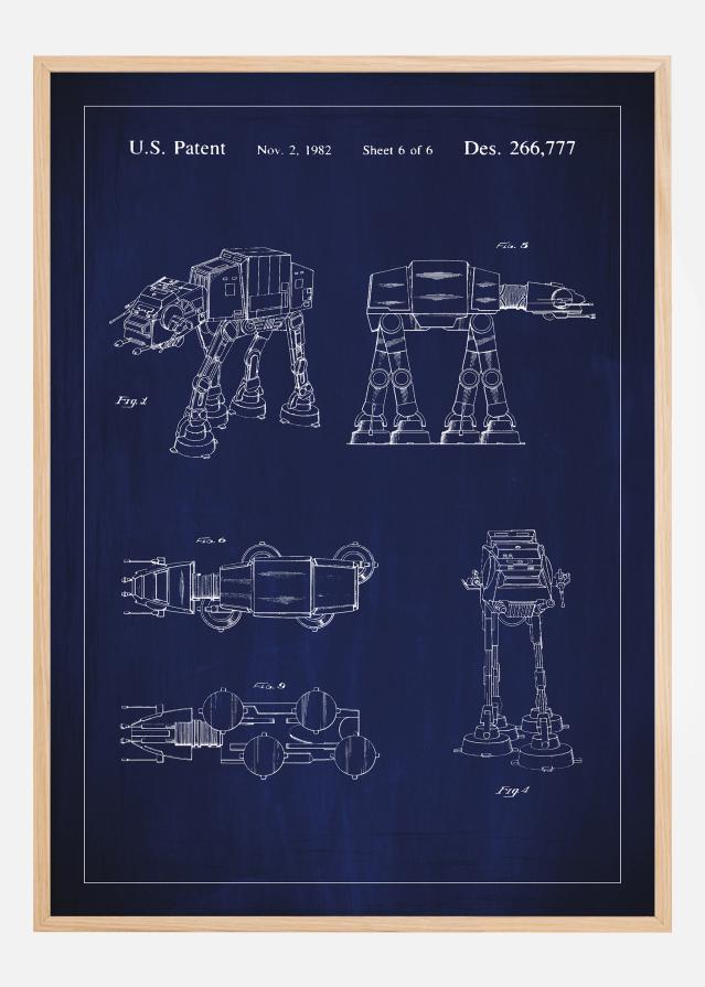 Patentritning - Star Wars - Walker - Blå Poster