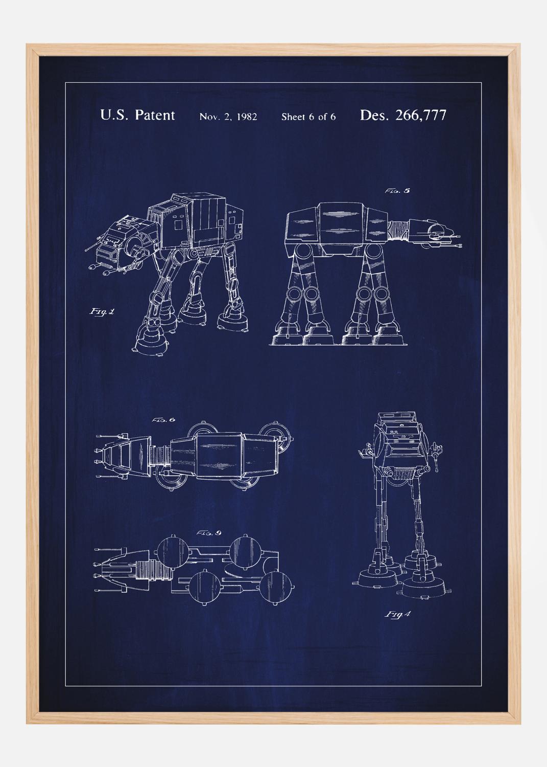 Patentritning - Star Wars - Walker - Blå Poster (30x40 cm)