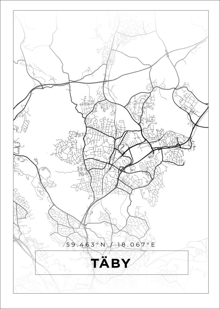 Karta - Täby - Vit Poster