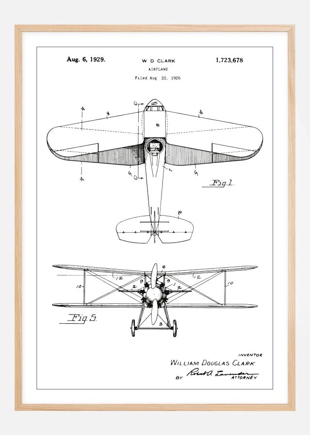 Patentritning - Flygplan - Vit Poster