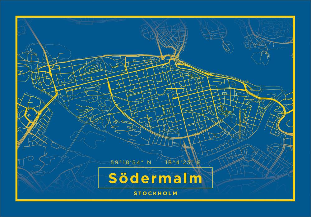 Karta - Södermalm - Blå Poster