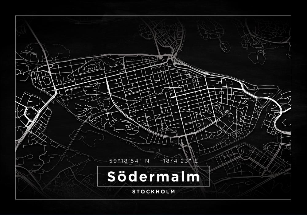 Karta - Södermalm - Svart Poster