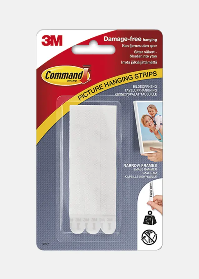 3M Command Narrow Tavelfäste Vit - 5,4 kg