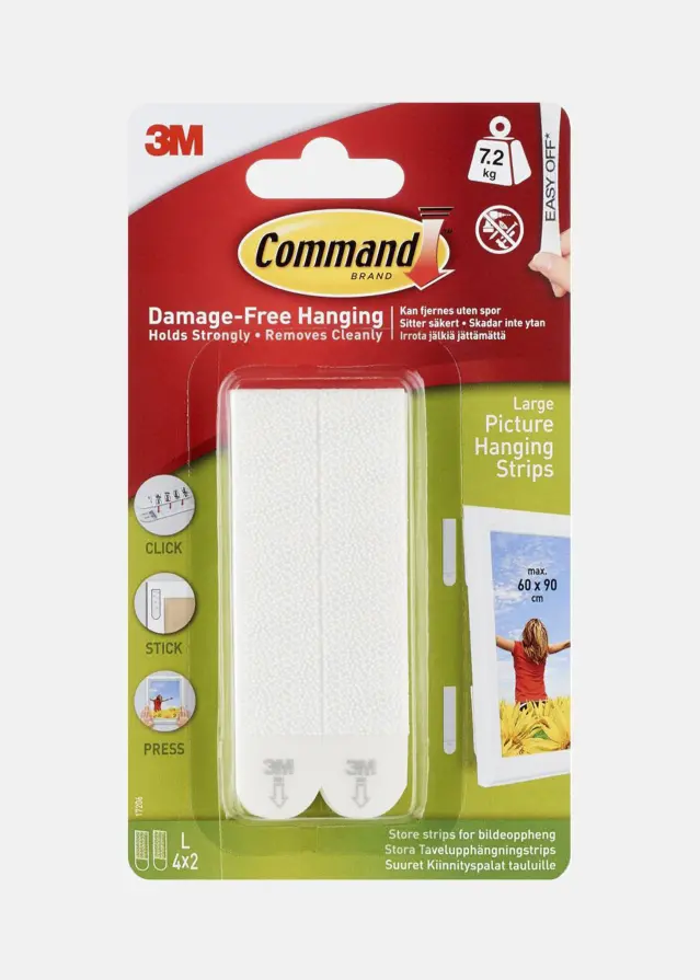 3M Command Large Tavelfäste Vit - 7,2 kg