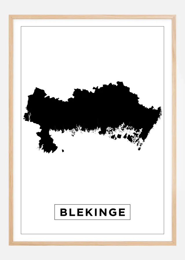 Karta - Blekinge - Vit Poster