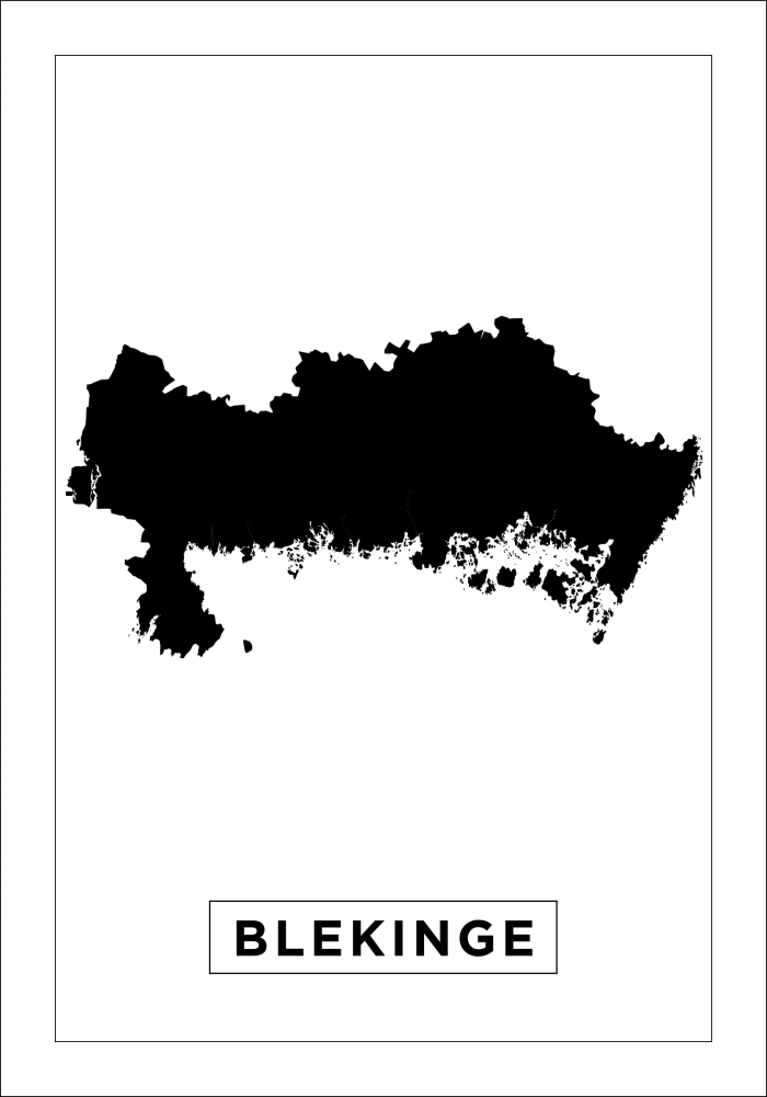 Karta - Blekinge - Vit Poster