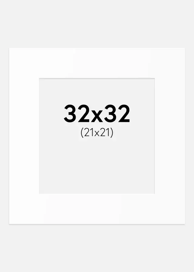 Passepartout Vit Standard (Vit Kärna) 32x32 cm (21x21)