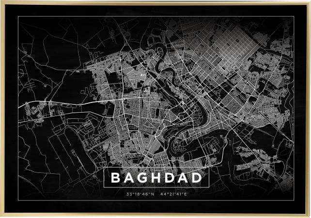 Karta - Baghdad - Svart Poster