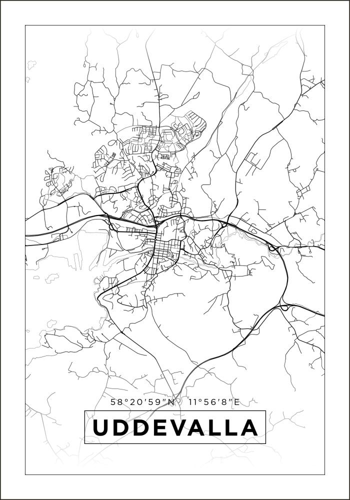 Karta - Uddevalla - Vit Poster